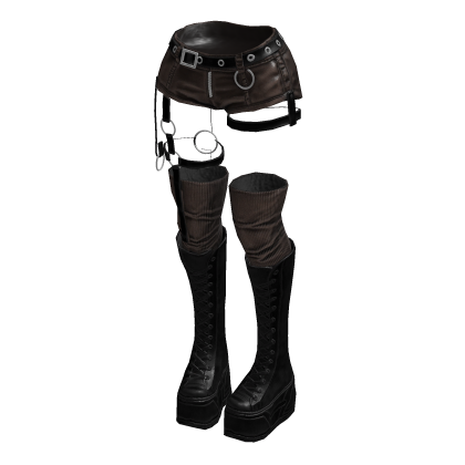 Gothic Emo Y2K Shorts boot straps (Brown Black)