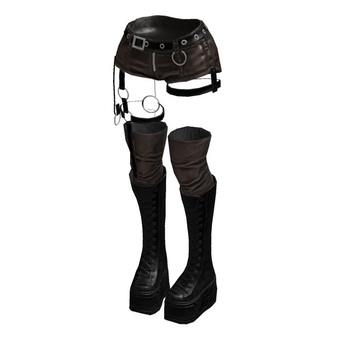 Gothic Emo Y2K Shorts boot straps (Brown Black)