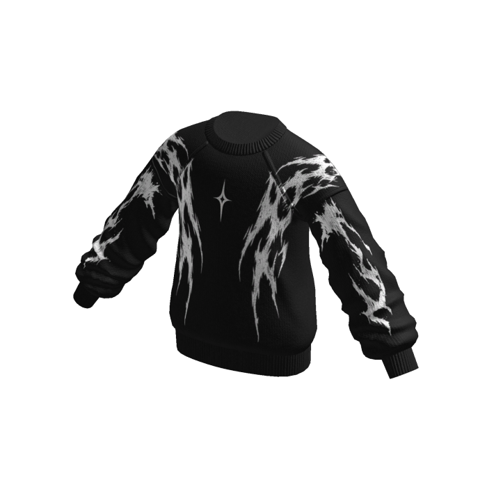 Grunge Scratch Print Sweater (Black)