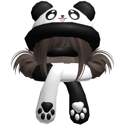 Cute Panda Hat + Scarf Hair Brown Roblox item