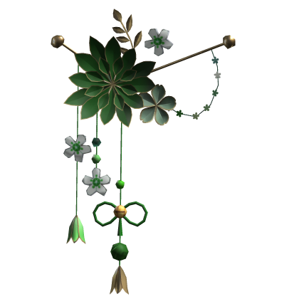 Green & Gold Lotus Japanese Flower Hairclip