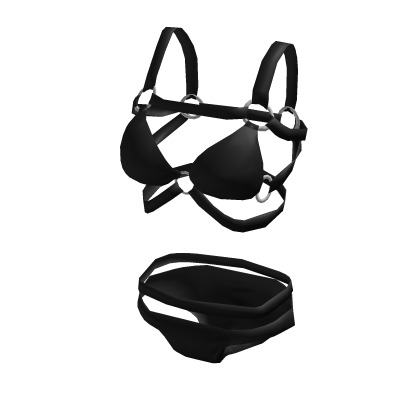 Black Goth Strapped Top Swimwear thumbnail