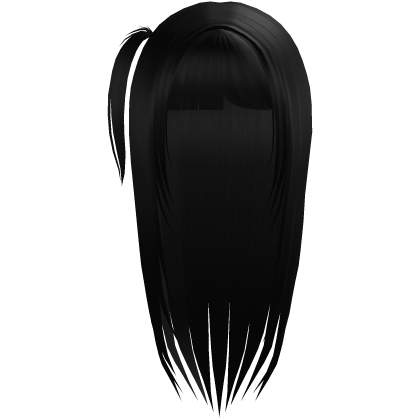 long wispy hair with side ponytail in black Roblox item