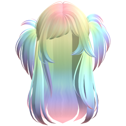 Long Messy Tilted Gyaru Pigtails (Rainbow) Roblox item
