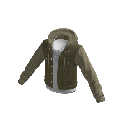 Y2K Layered Corduroy Hoodie Jacket (Green) thumbnail
