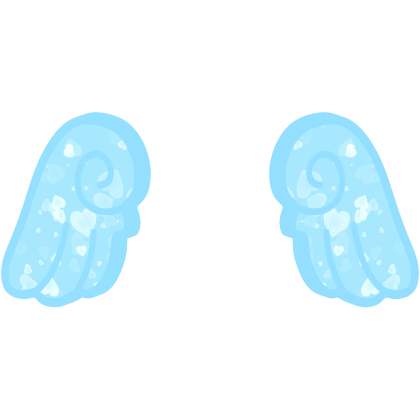 ♡ Cute Chibi Glowing Angel Wings in Blue Hearts