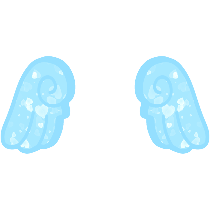 ♡ Cute Chibi Glowing Angel Wings in Blue Hearts
