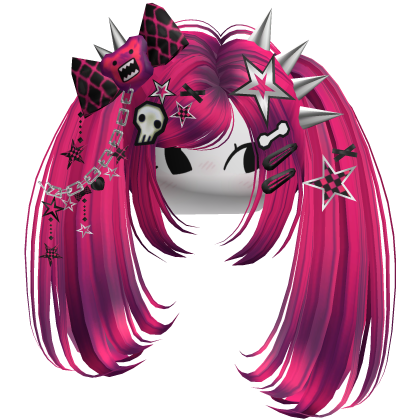 ♡ Scene Spiky Moe Pigtails (Hot Pink)