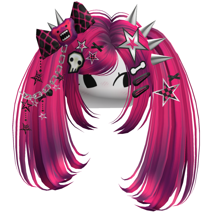 ♡ Scene Spiky Moe Pigtails (Hot Pink)