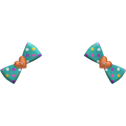 (19) Teal/Orange Polka Bows Roblox item