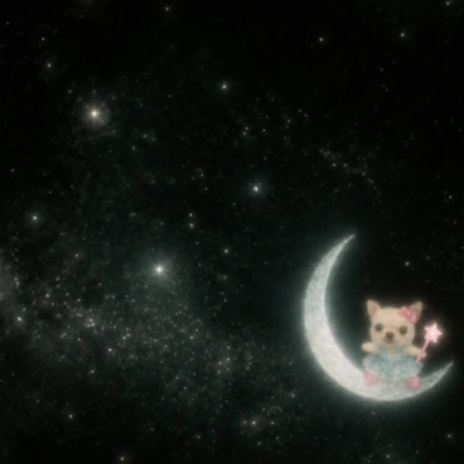 Cute Dog Crescent Moon Starry Space Background