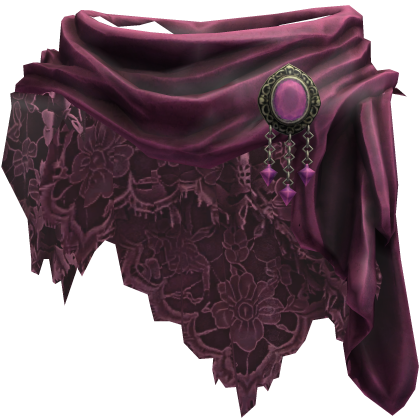 Burgundy Lace Scarf with Brooch