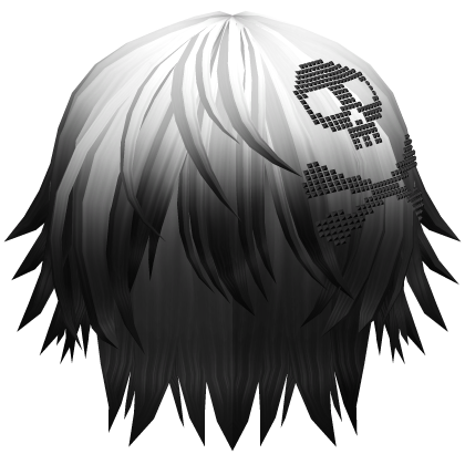 Emo Vkei Moe Boy Hair w Skull White/Black