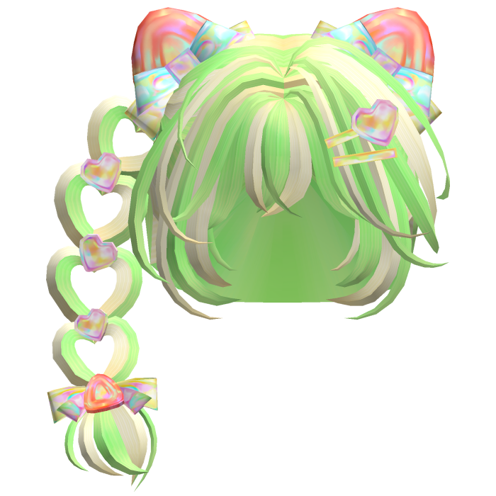 Heart Braid Strawberry Ears Hair Cute Green Yellow
