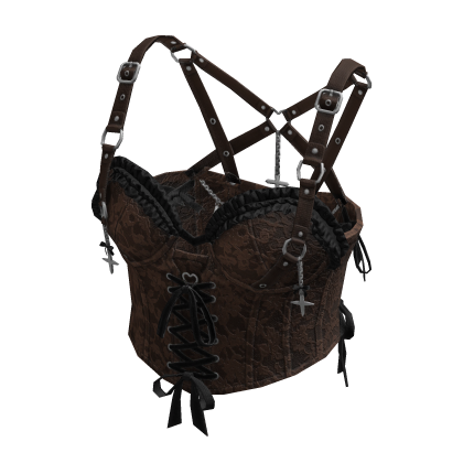 Gothic Coquette Corset Top (Brown)