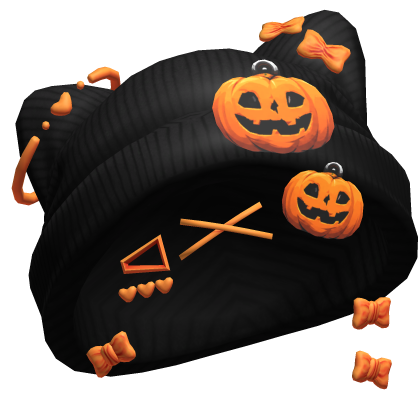 Spooky Pumpkin Halloween Beanie w/ Hairclips