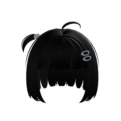 𖹭 : kawaii chiikawa black doll hair w/ blue clips thumbnail