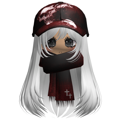 ♡ cute moe girl with emo skull hat + scarf