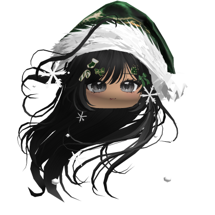 Windy Anime Hair w/Santa Hat (Black)