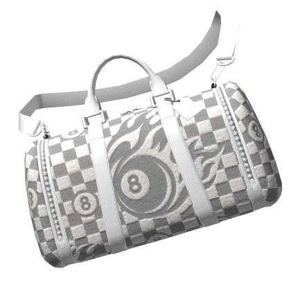 White Flaming 8-Ball Duffle Bag