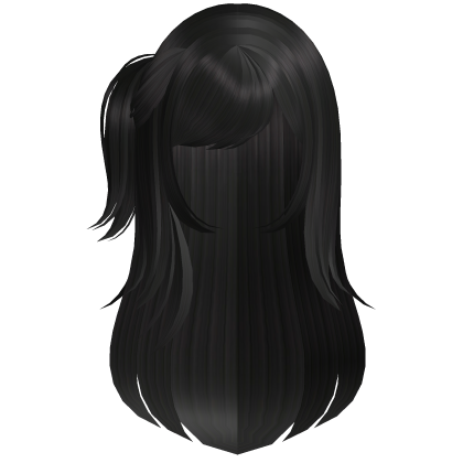 cute shoujo wispy hair w side pigtail in black Roblox item