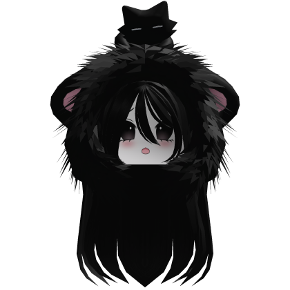 Black straight hair w/ moe hood fur 