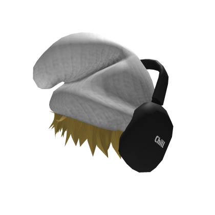 Messy Blonde Hair with Hat and Headphones Roblox item