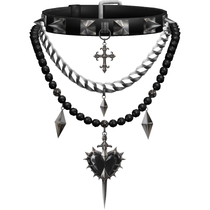 Layered Goth Heart Necklace