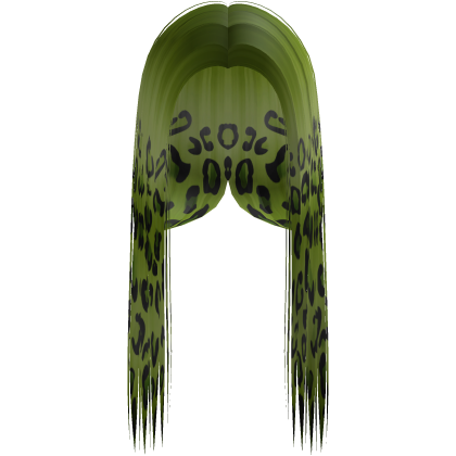 Green Leopard Print Front-Swept Mid Part Hair