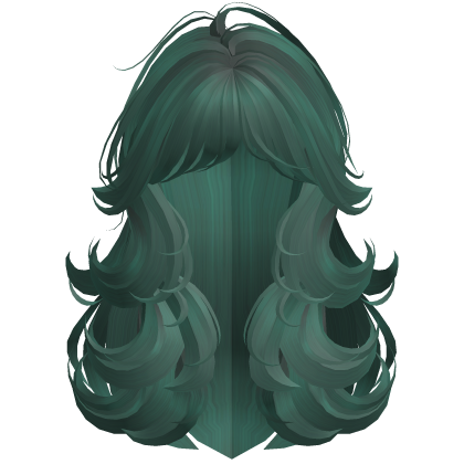 Fluffy Teal Green Layered Wispy Hair