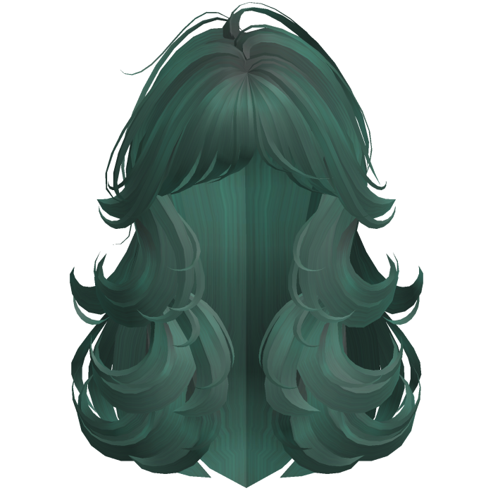 Fluffy Teal Green Layered Wispy Hair