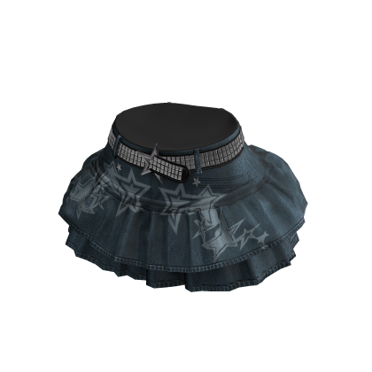 Star Denim Ruffle Skirt w Studded Belt thumbnail