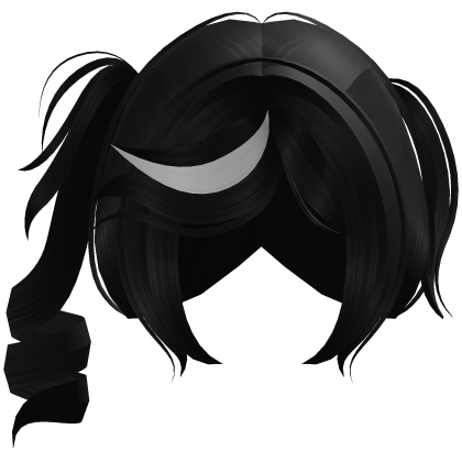 ᜊ ꒰ crimson's cute curly side ponytail hair black Roblox item