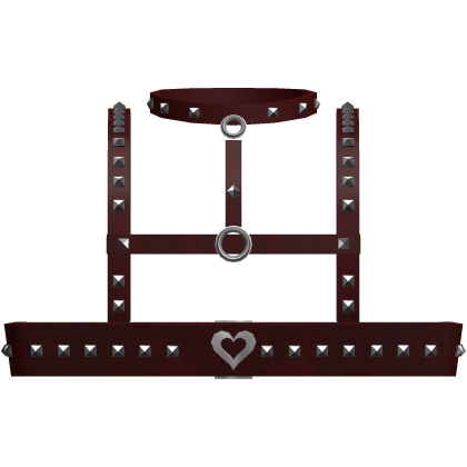 Red emo studded heart strap top