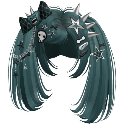 ♡ Scene Spiky Moe Pigtails (Dark Teal)