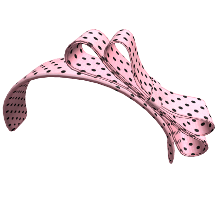 Side Hair Bow Headband in Pink w/ Black Polka Dots