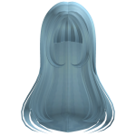 ꒰FREE꒱ : Kawaii Pastel Blue Long Hair W/ Bangs♡