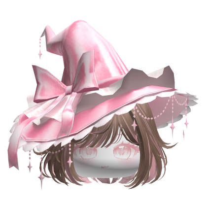 Cute Hair w/Halloween Witch Hat (Brown&Pink) Roblox item