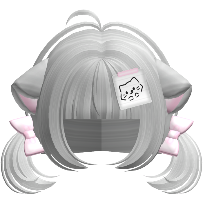 Cute Kawaii Kitty Note Pigtails in Silver