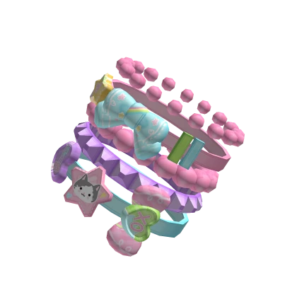 Rainbow様 リクエスト プラナロム 7点 まとめ商品 𐔌 cute decora kandi harajuku rainbow bracelet | Roblox Item
