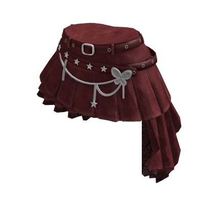 Y2K Layered Skirt w/ Star Chain (Burgundy)