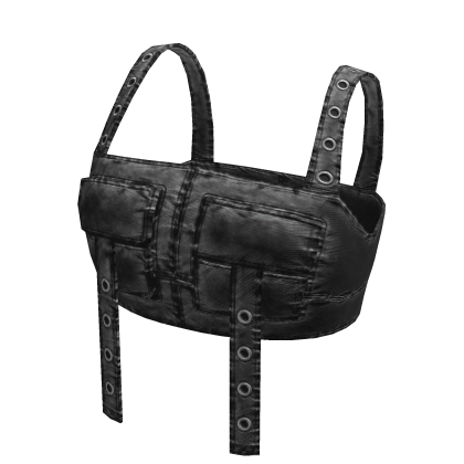 y2k ☆ black cargo denim top thumbnail