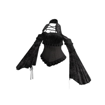 Ruffle Top with Bell Sleeves (Black)