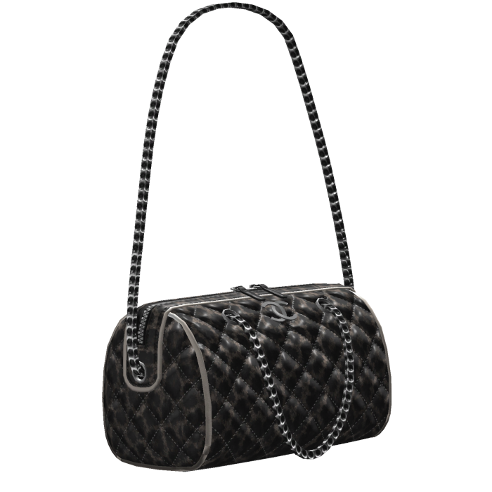 Designer Black Leopard Silver Quilted Bowling Bag