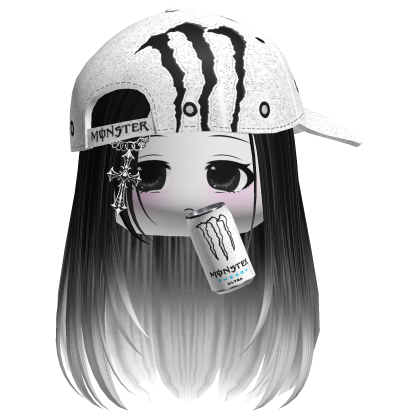 White Monster Energy Y2k Emo Vkei Girl Hair Black Roblox item