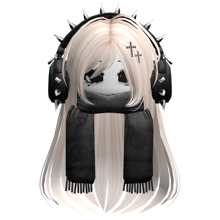 Straight Hair&Emo Headphones&Scarf Beige