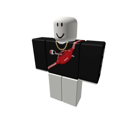 Black champion hoodie Black Roblox