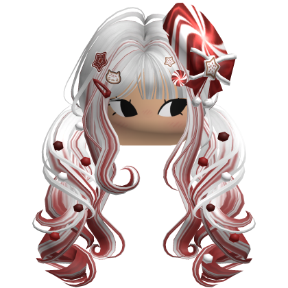 ♡ Christmas Peppermint Pigtails (White & Red)