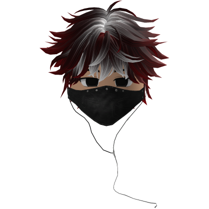 Cute Emo Boy Headphones Mask black Y2K ( red )