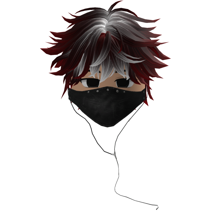 Cute Emo Boy Headphones Mask black Y2K ( red )